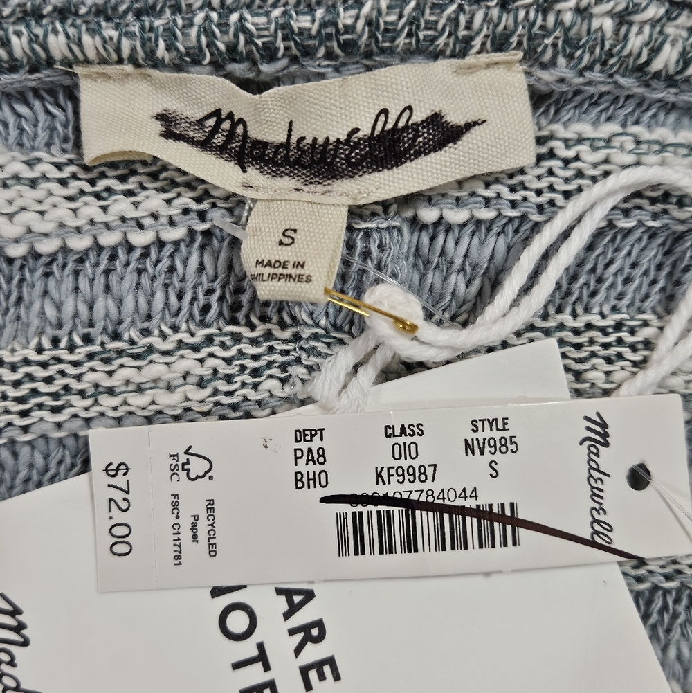 NWT Madewell Crewneck Long-Sleeve Knit Tee in Stripe Size S - Picture 3 of 6